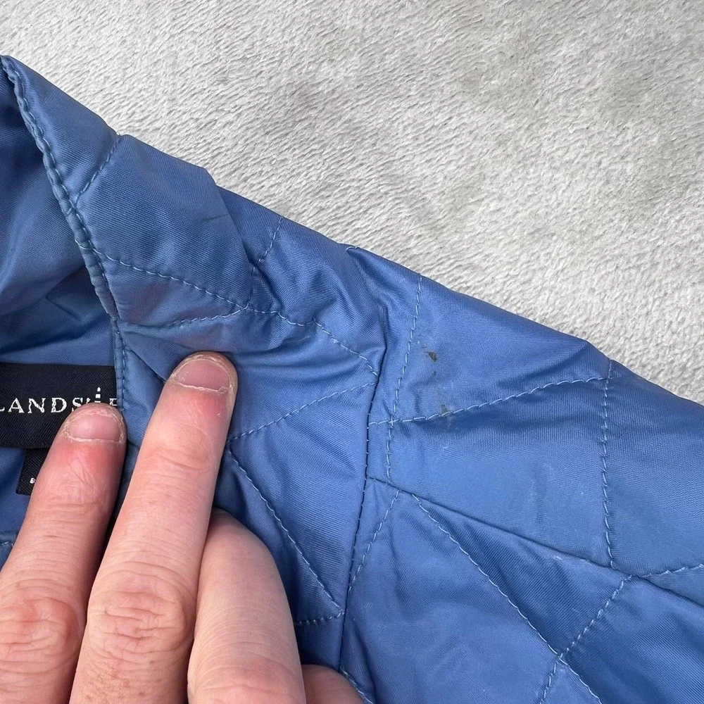 Lands End Quilted Full Zip Jacket Womens Large Blue Thermolite Puffer - Picture 4 of 14